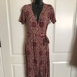 Maroon printed maxi dress